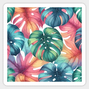 Colorful Monstera Tropical Leaves Sticker